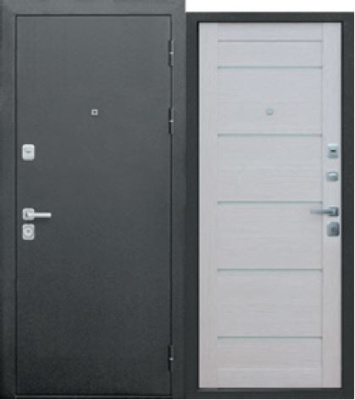 Феррони/Дверь мет Серебро 9 см, Лиственница беж царга, 860*2050 ЛЕВАЯ